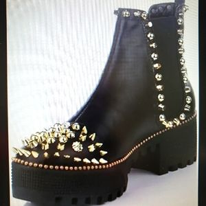 EGO studded Chelsea chunky platform ankle boots, goth, rock, Halloween fun